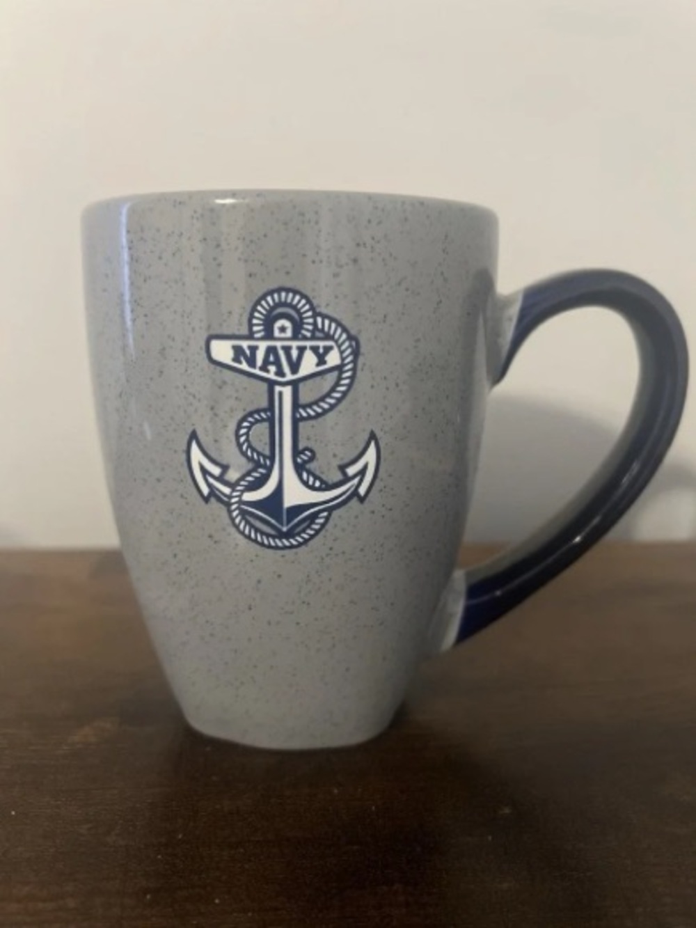 US Navy Coffee Mug Anchor Go Navy Gray Speckled‎ Ceramic 16oz